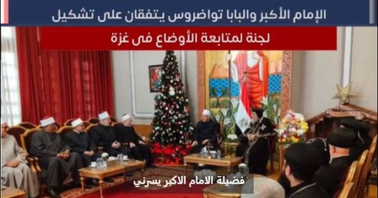 تفاصيل اتفاق شيخ الأزهر والبابا تواضروس على تشكيل لجنة لمتابعة أوضاع غزة.. فيديو