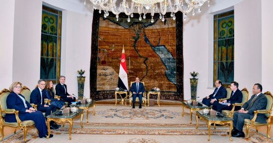 الرئيس السيسى يستقبل وزير الخارجية الأمريكى بحضور اللواء عباس كامل.. ويشدد على ضرورة إدخال المساعدات بالكميات الكافية لإنهاء الكارثة الإنسانية بغزة.. والجانبان يؤكدان الرفض التام لمحاولات تهجير الفلسطينيين