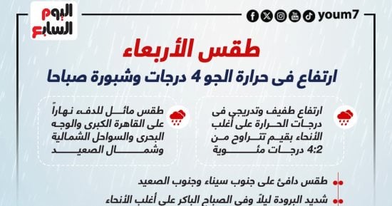 طقس الأربعاء.. ارتفاع فى الحرارة 4 درجات وشبورة.. إنفوجراف