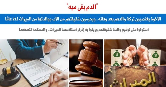 أخوة يغتصبون تركة والدهم بعد وفاته ويحرمون شقيقتهم من الميراث.. اعرف رأى برلمانى