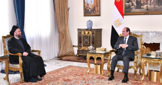 الرئيس السيسى يبحث مع رئيس تيار الحكمة الوطني العراقى الأوضاع الإقليمية المتوترة والحرب في غزة.. الجانبان يحذران من خطورة استمرار التصعيد وتداعياته على المنطقة.. والرئيس يؤكد دعم مصر الثابت والراسخ للعراق 