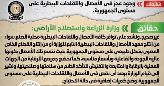 الحكومة تنفى وجود عجز فى الأمصال واللقاحات البيطرية على مستوى الجمهورية