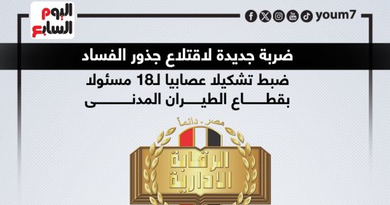 الرقابة الإدارية تضبط تشكيلا عصابيا يضم 18 مسئولا بالطيران المدنى.. إنفوجراف