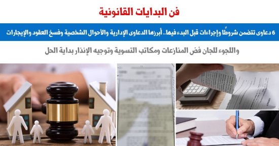 فن البدايات القانونية.. 6 دعاوى تتضمن شروطا وإجراءات قبل البدء فيها.. برلماني