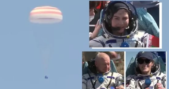 كبسولة سويوز تهبط بسلام بـ3 رواد من مهمة محطة الفضاء الدولية