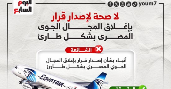 لا صحة لإصدار قرار بإغلاق المجال الجوى المصرى بشكل طارئ (إنفوجراف)