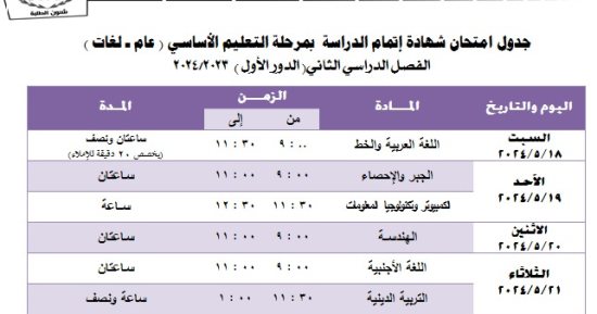 تبدأ 18 مايو.. جدول امتحانات الترم الثانى لطلاب الشهادة الإعدادية بالجيزة