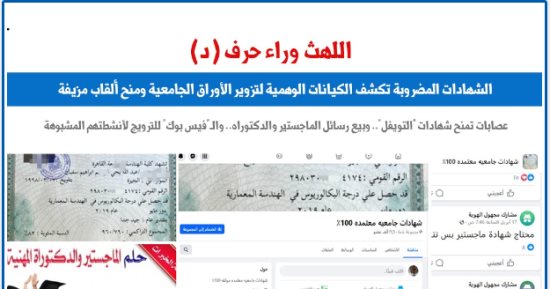 اللهث وراء حرف الـ (د) للحصول على الشهادات المضروبة من الكيانات الوهمية.. برلمانى  
