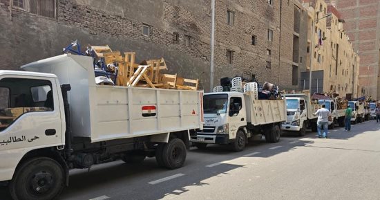 رفع 2000 حالة إشغال لمحال ومقاه خلال حملة فى الطالبية
