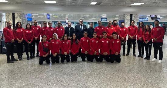 سفير مصر فى تونس يستقبل بعثة منتخب جمباز الترامبولين