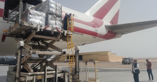 طائرة سعودية محملة بالمساعدات تصل مطار العريش لإنفاذها إلى أهالى غزة