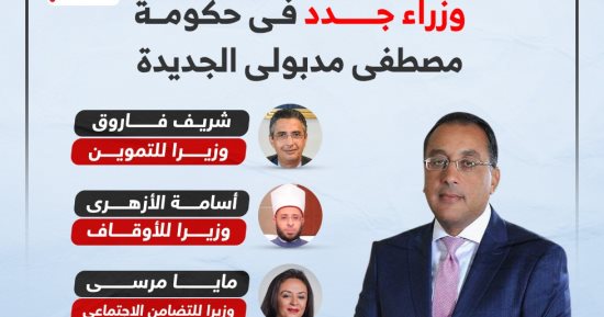وزراء جدد فى حكومة مصطفى مدبولى (إنفوجراف)