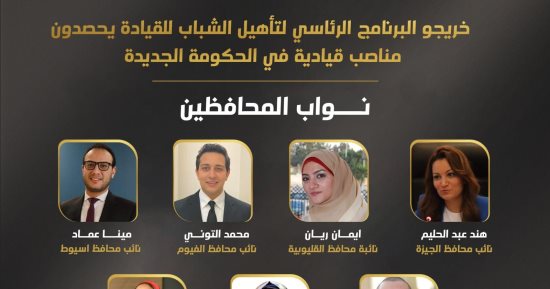 البرنامج الرئاسى لتأهيل الشباب يهنئ خريجيه المعينين فى تشكيل المحافظين ونوابهم