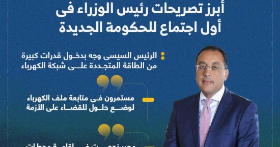 أبرز تصريحات رئيس الوزراء فى أول اجتماع للحكومة الجديدة.. إنفوجراف