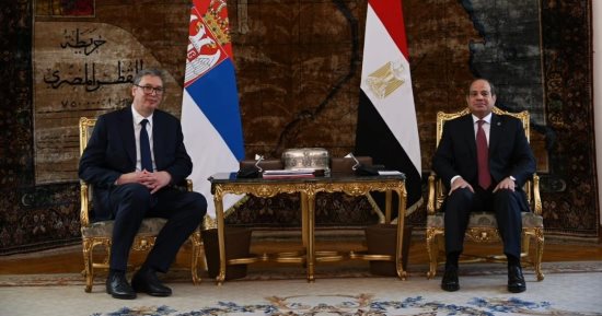رئيس صربيا يشيد بإدارة الرئيس السيسى ويؤكد قدرته على بناء مصر وقيادتها نحو التقدم رغم التحديات المحيطة.. ويوجه له دعوة لزيارة بلاده.. فوتشتيتش: سنحقق جميع أشكال التعاون مع القاهرة من الزراعة للتعاون العسكرى