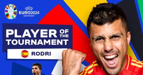 رودرى يتوج بجائزة أفضل لاعب فى يورو 2024 بعد تتويج منتخب إسبانيا