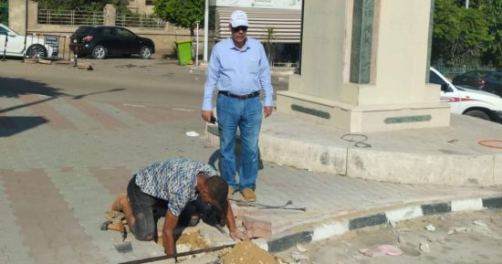 تركيب لوحات مرورية إرشادية وحملات كنس ونظافة ورفع إشغالات بالمنصورة.. صور