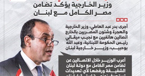 وزير الخارجية يؤكد تضامن مصر الكامل مع لبنان.. إنفوجراف