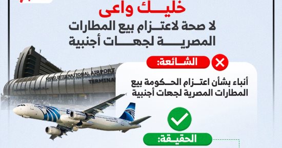 خليك واعى.. لا صحة لاعتزام بيع المطارات المصرية لجهات أجنبية (إنفوجراف)