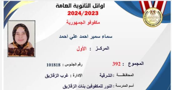 Blind Student from Al Nour School in Zagazig Achieves Top Rank in National High School Exams 2024