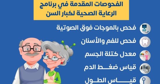 وزارة الصحة تكشف الفحوصات الطبية المقدمة ببرنامج الرعاية الصحية لكبار السن