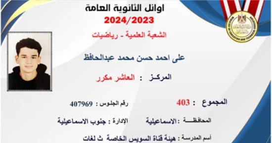 العاشر مكرر علمى رياضة: كنت بذاكر 9 ساعات يوميا وأتمنى الالتحاق بكلية الهندسة