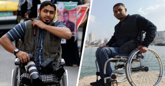 "صرخات تحت القصف" (الحلقة الثانية).. ذوى الإعاقة ينتظرون الموت فى منازلهم لعدم القدرة على الهروب والنزوح.. يضطرون للزحف على بطونهم في المخيمات بعد فقدان الكراسى المتحركة.. وشهادات تكشف انعدام الأدوية الخاصة بهم