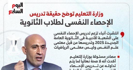 التعليم توضح حقيقة تدريس الإحصاء النفسى لطلاب الثانوية.. إنفوجراف