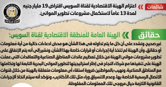 الحكومة تنفى اعتزام الهيئة الاقتصادية لقناة السويس اقتراض 19 مليار جنيه