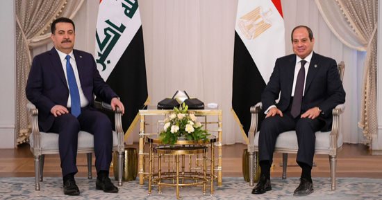 الرئيس السيسى ومحمد شياع يشددان على ضرورة الضغط المكثف لوقف إطلاق النار بغزة