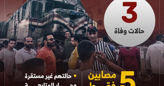 الصحة تعلن الحصيلة شبه النهائية لضحايا تصادم قطاري الزقازيق (إنفوجراف)