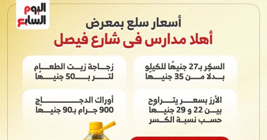 أسعار السلع بمعرض أهلاً مدارس فى شارع فيصل.. إنفوجراف