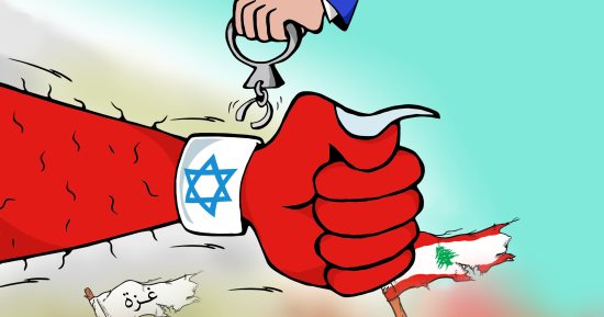 إسرائيل تنتهك القانون الدولى بحق غزة ولبنان فى كاريكاتير اليوم السابع
