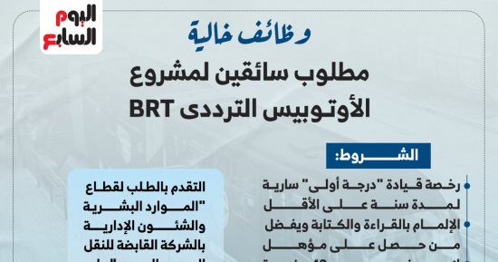 وظائف خالية.. مطلوب سائقين لمشروع الأوتوبيس الترددى BRT