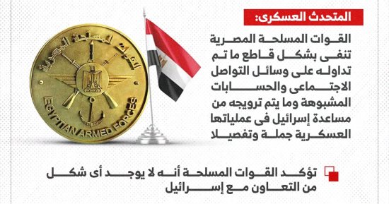 لا يوجد تعاون مع إسرائيل.. القوات المسلحة تهيب بالجميع تحرى الدقة (فيديو)