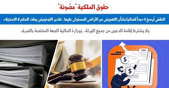 النقض تُرسخ 11 مبدأ قضائيا بشأن التعويض عن الأراضى المستولى عليها.. برلمانى