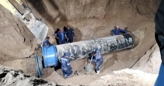 كسر خط مياه الكريمات المغذى لمدن غارب والغردقة