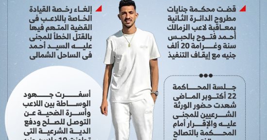 حبس أحمد فتوح سنة مع إيقاف التنفيذ فى قضية الدهس (إنفوجراف)