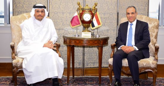 وزير الخارجية يستقبل رئيس الوزراء القطرى