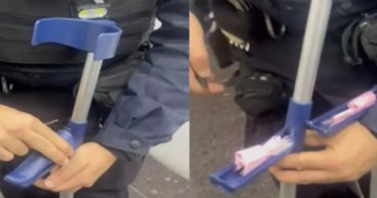 أخفى الكوكايين الوردى في عكازاته.. إسبانيا تعتقل شاب كولومبى في بالما..صور