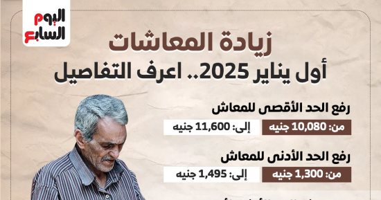 زيادة المعاشات فى شهر يناير 2025 لهذه الفئات.. إنفوجراف