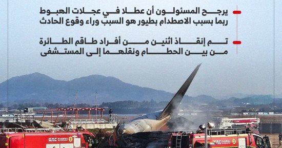 حادث الطائرة الكورية المكنوبة.. حصيلة مفجعة للضحايا (إنفوجراف)
