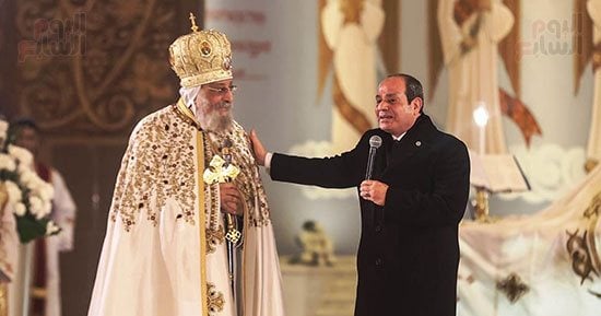الرئيس السيسى من كاتدرائية ميلاد المسيح: مصر دولة كبيرة أوي.. وعيد سعيد علينا كلنا
