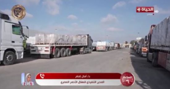 الهلال الأحمر المصرى: وصول 900 شاحنة مساعدات إنسانية لغزة حتى الآن