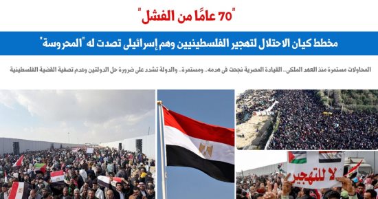 70 عاما من المحاولات.. ومخطط التهجير القسرى "فاشل".. نقلا عن "برلماني"
