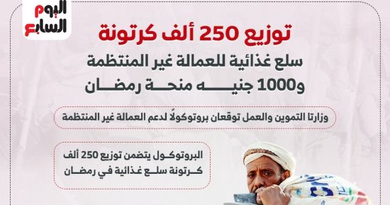 250 ألف كرتونة سلع غذائية و1000 جنيه منحة رمضان للعمالة غير المنتظمة.. تفاصيل