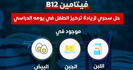 وزارة الصحة: فيتامين B12 حل سحرى لزيادة تركيز الطفل فى يومه الدراسى