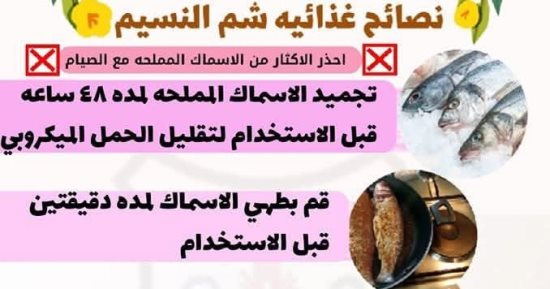 معهد التغذية يوجه نصائح هامة حول تناول الفسيخ والرنجة باحتفالات شم النسيم
