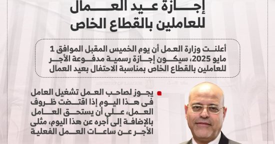 موعد إجازة عيد العمال.. انفو جراف
