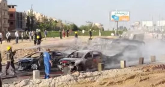 السيطرة على حريق انفجار خط غاز طريق الواحات 